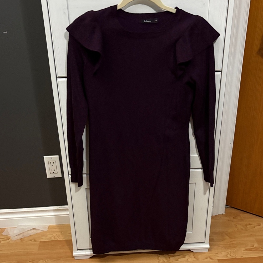Reitmans Dark Purple Long Sleeve Dress